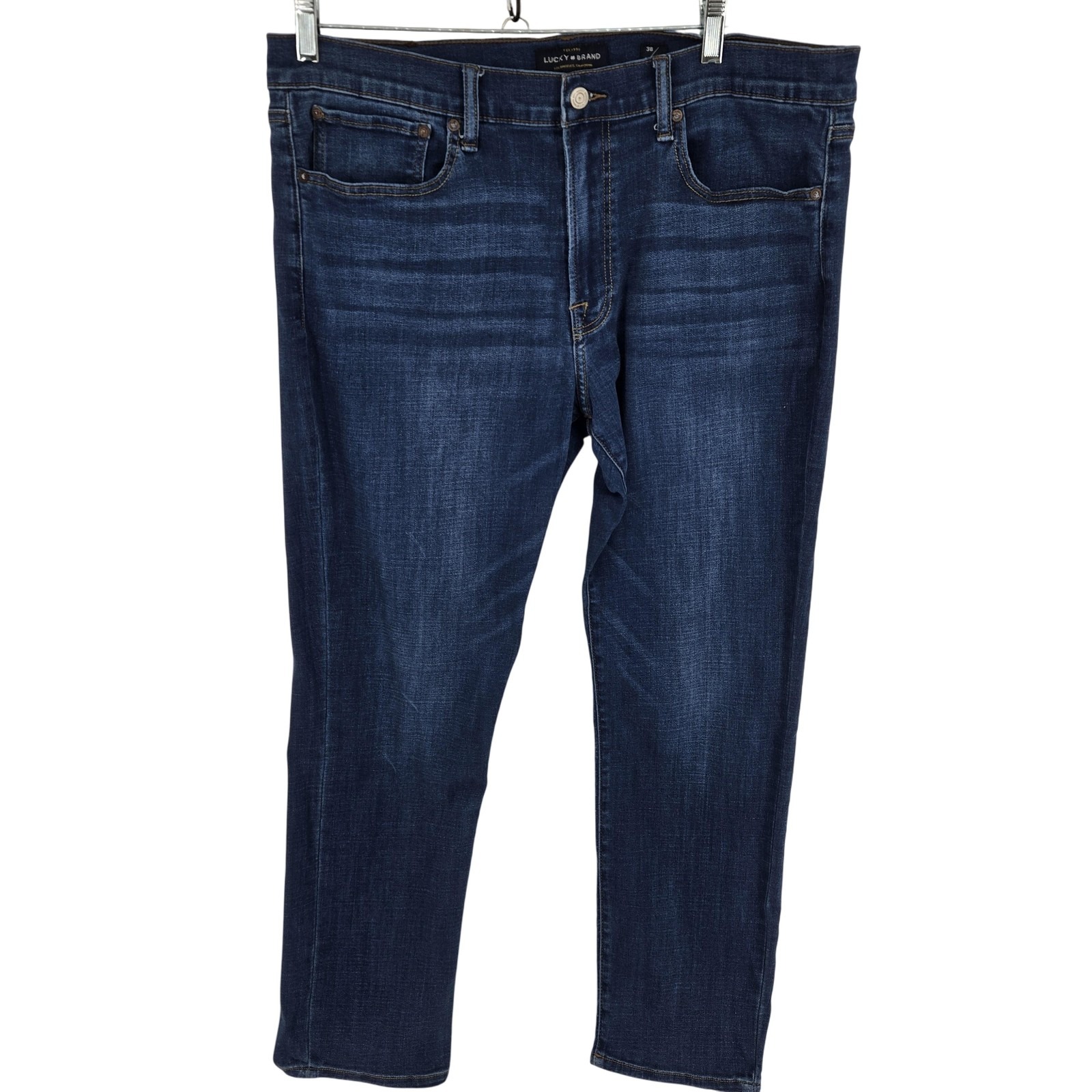 Lucky Brand 121 Slim Jeans Mens 38x30 Blue Stretch Denim Medium Wash Zip Fly